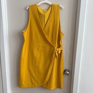 Madewell Yellow Sleeveless Wrap Mini Dress